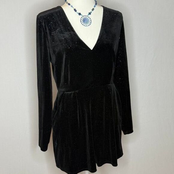 Candie's Black velvet mini shorts romper with multicolored rainbow sparkles - Picture 8 of 8